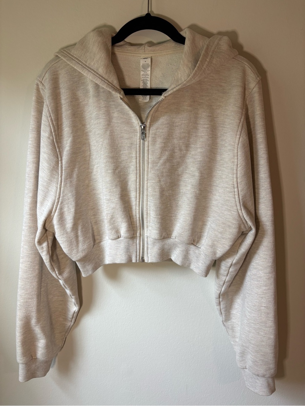 Alo Yoga Oat-Milk color Cropped Zip Hoodie